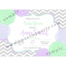 Floral Lilac Mint Baby Shower Invitation,(03bbg)